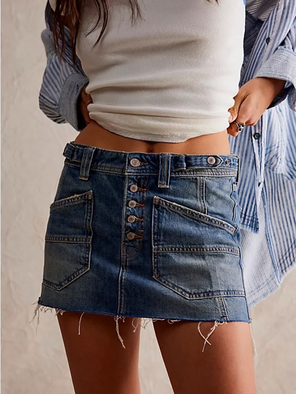 We The Free Izzie Denim Mini Skirt - Light blue wash
